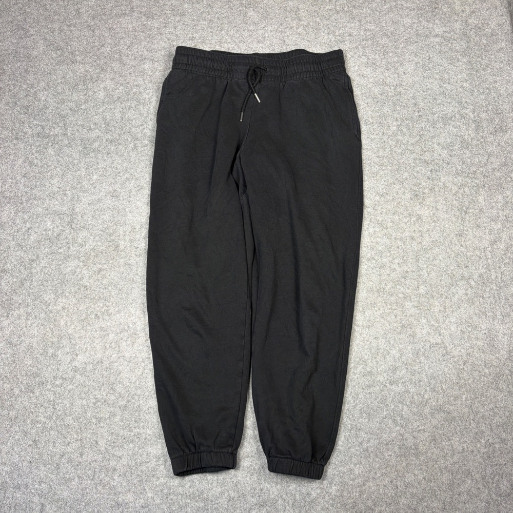HM Basics Men L Black Jogger Sweatpants Drawstring Elastic Waist Fleece Lined
